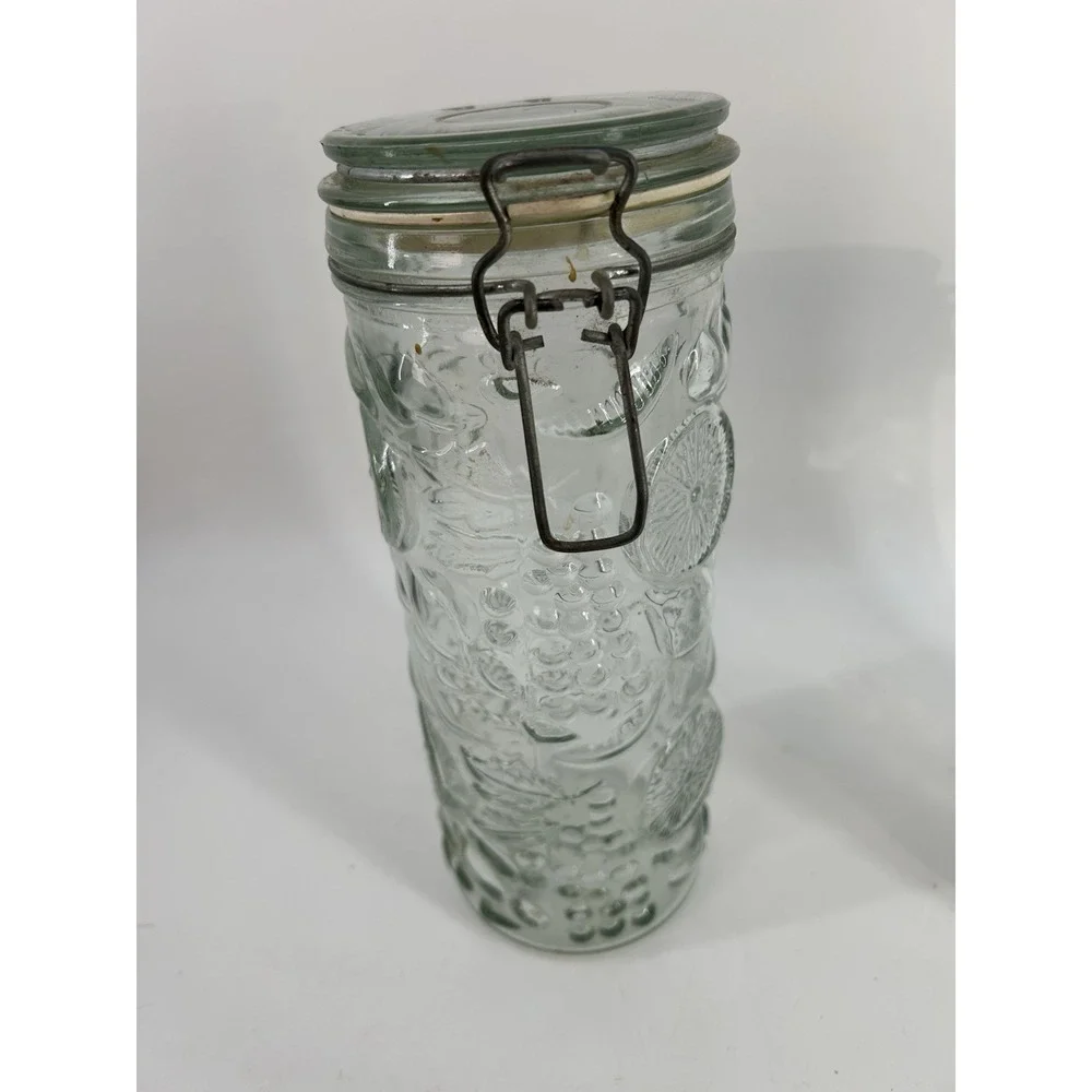 Vintage Elements Fruit Embossed Glass Canisters with Wire Flip Top 10